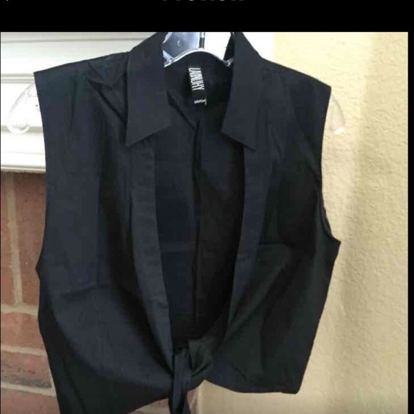 Laundry  by Shelli Laundry size 10  Black Open Front top  tie at waist - Picture 2 of 5